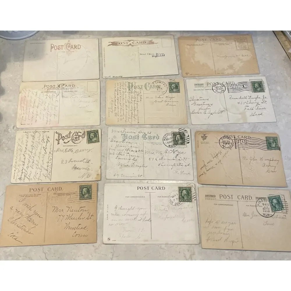 Lot Of 12 ANTIQUE Valentine/thanksgiving/flowers/CHRISTMAS POSTCARDS 1909-1916